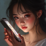 woman looking at her phone comparing herself to another woman