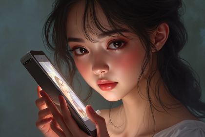 woman looking at her phone comparing herself to another woman